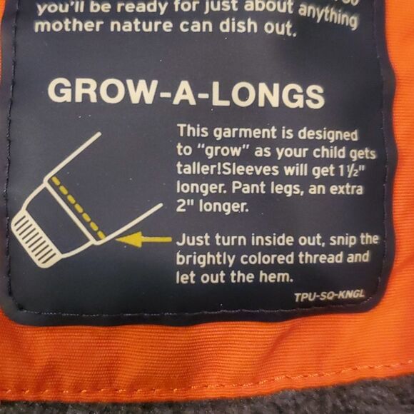 LANDS' END SQUALL SKI SNOW RAIN JACKET ORANGE GRAY SIZE XL BIG BOYS SIZE 18-20 - Picture 9 of 13